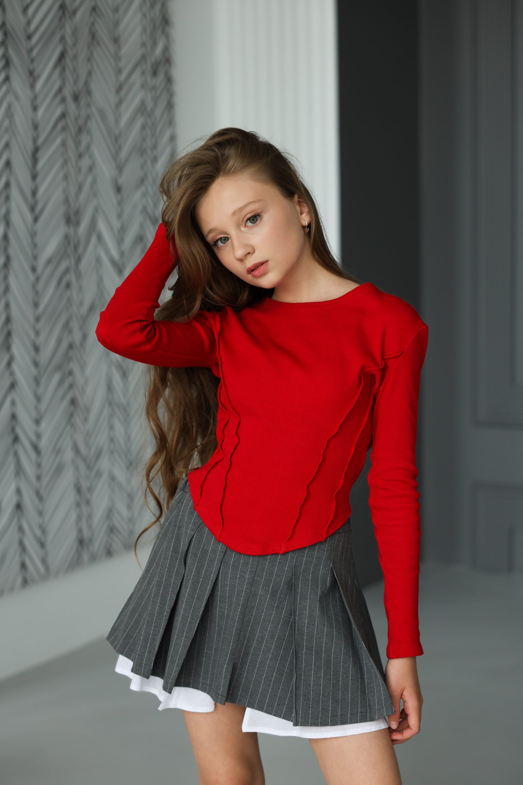 Лонгслів для дівчинки підлітковий TINY LOOK червоний - Зображення 2