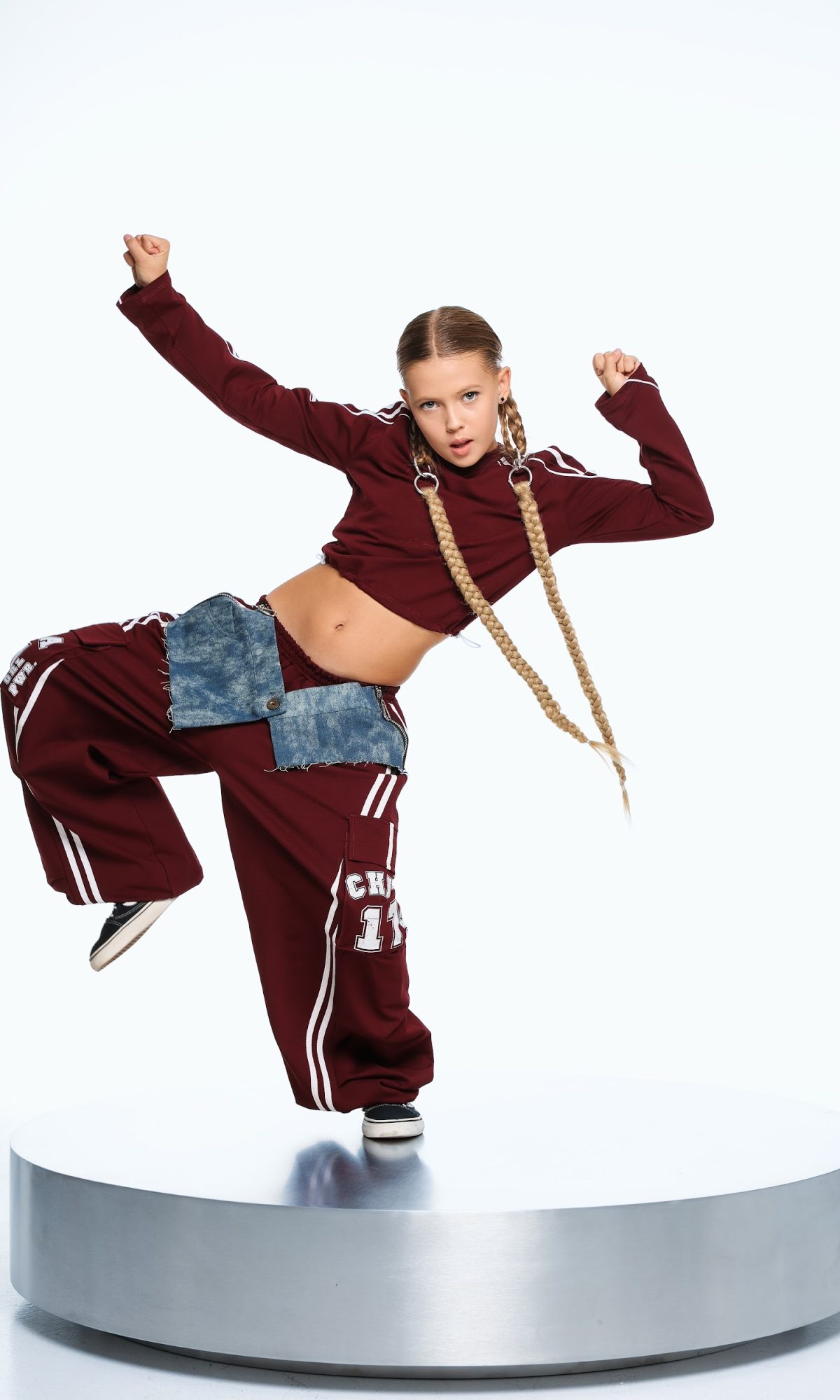 Костюм з джинсовою баскою CHU STAGE бордовий