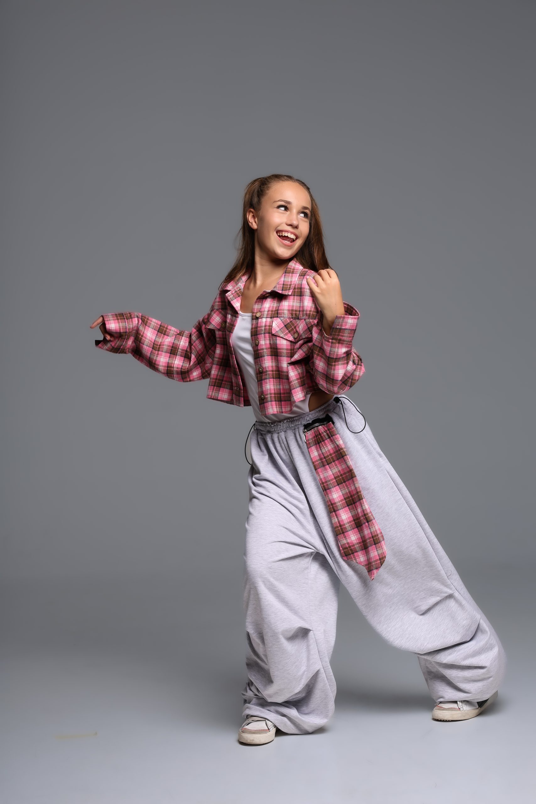Широкі штани для танців підліткові CHU STAGE сірі парашути з хусткою - Зображення 5
