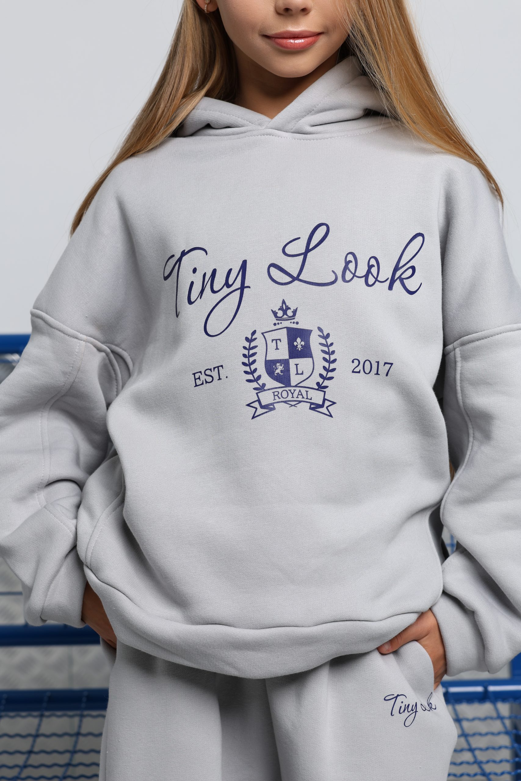 Теплий спортивний костюм унісекс підлітковий TINY LOOK сірий (оверсайз) - Зображення 4