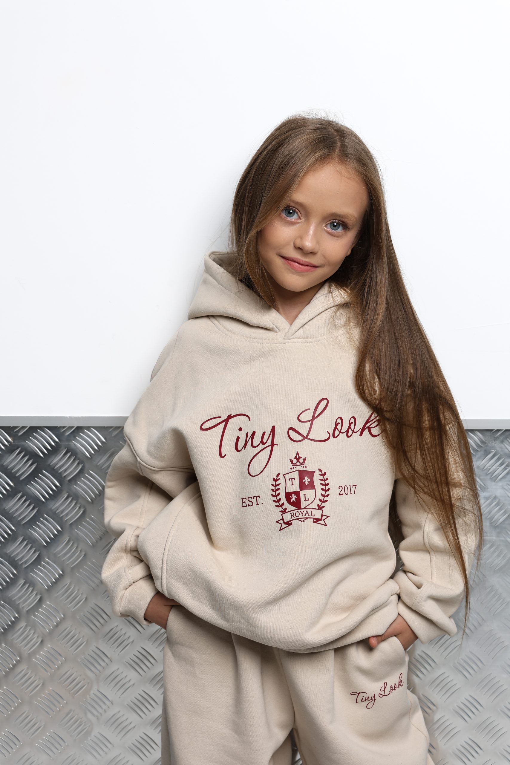 Теплий спортивний костюм унісекс підлітковий TINY LOOK бежевий (оверсайз) - Зображення 2