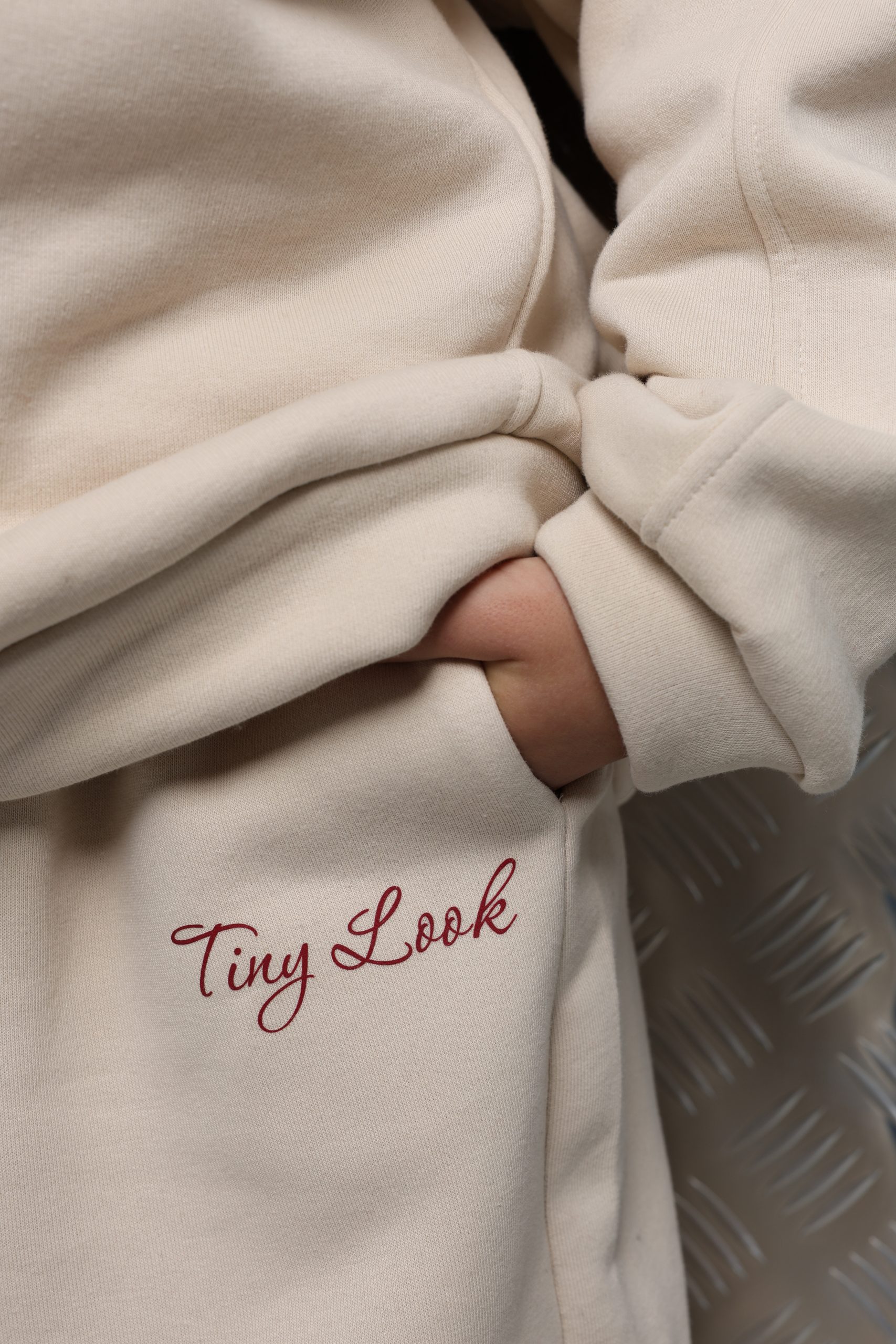 Теплий спортивний костюм унісекс підлітковий TINY LOOK бежевий (оверсайз) - Зображення 5