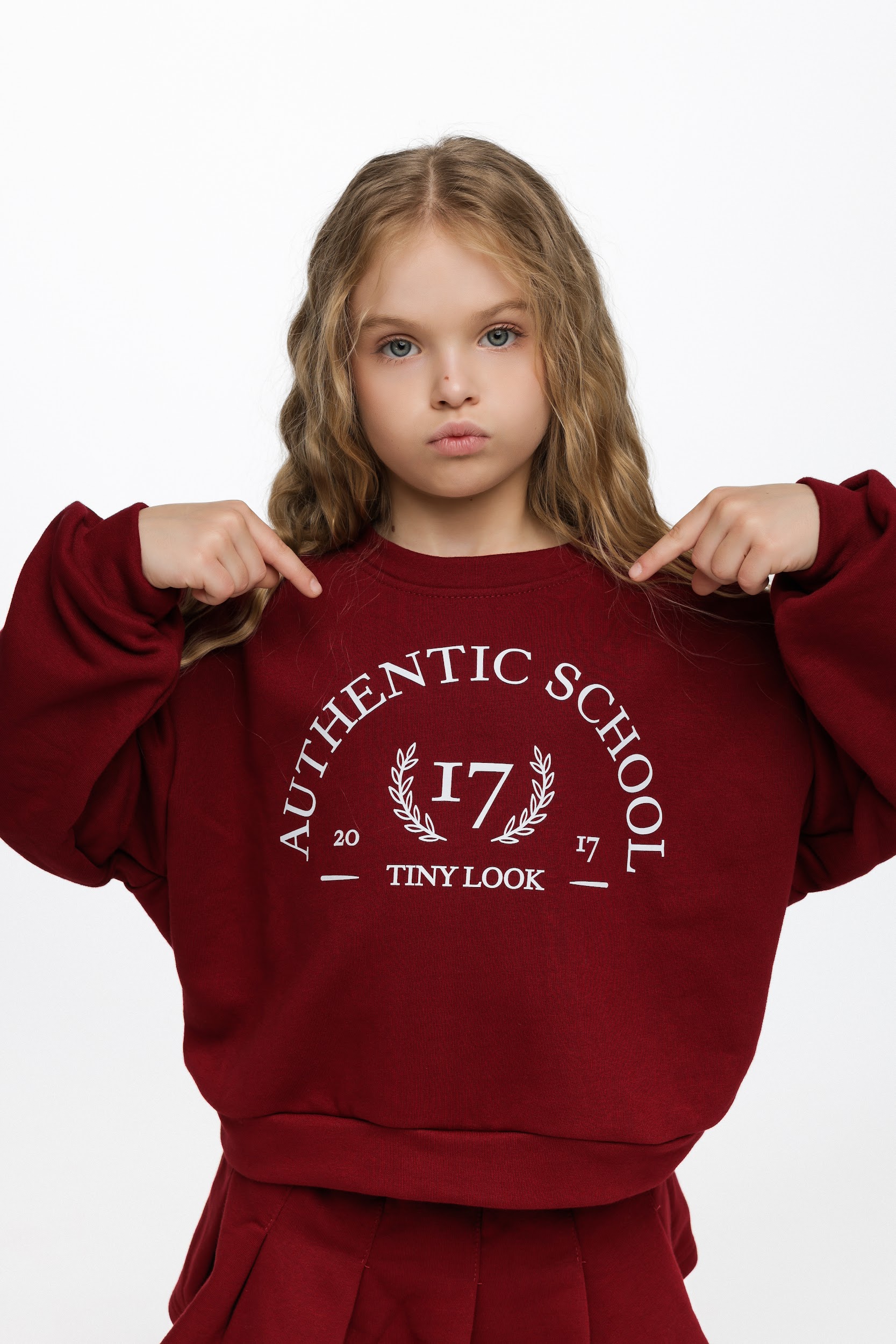 Трикотажний костюм для дівчинки підлітковий TINY LOOK вишневий (світшот та спідниця-шорти) - Зображення 9