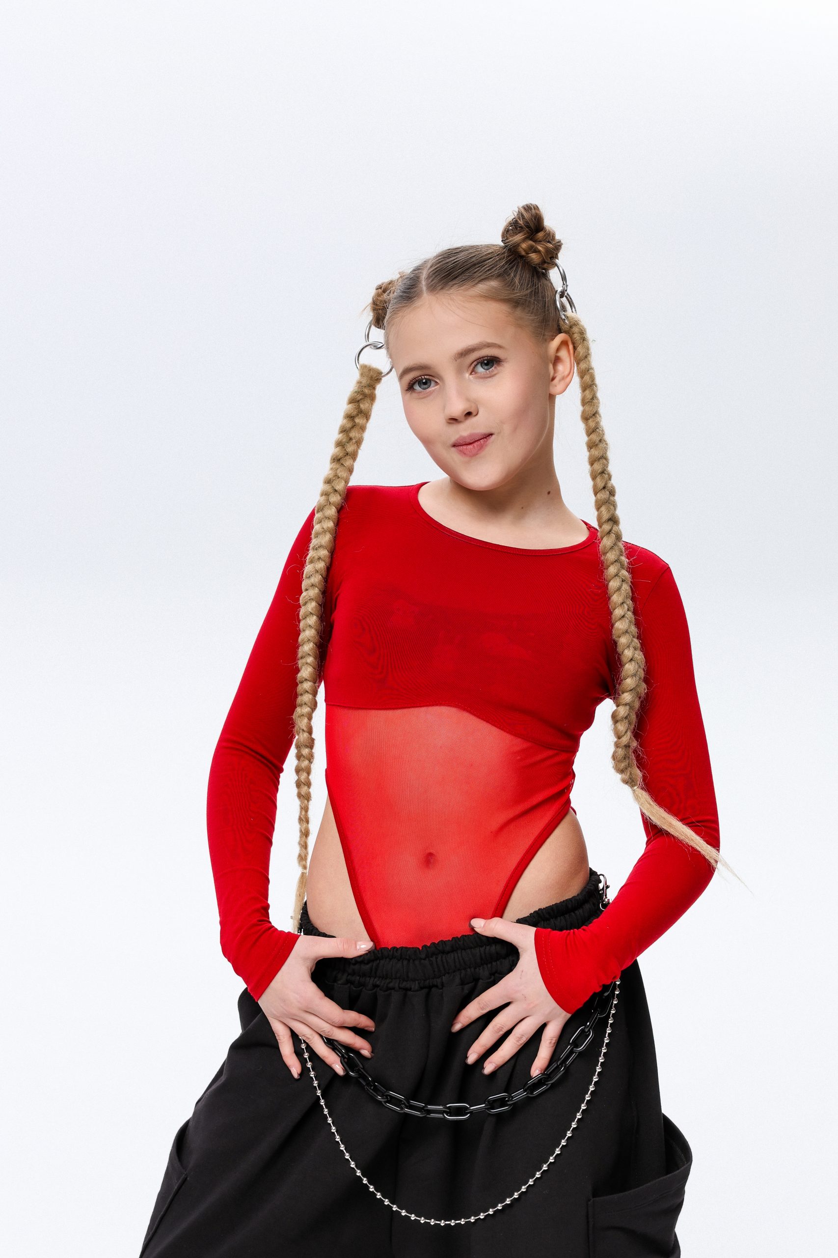 Боді для танців CHU STAGE з сіткою червоний - Зображення 5