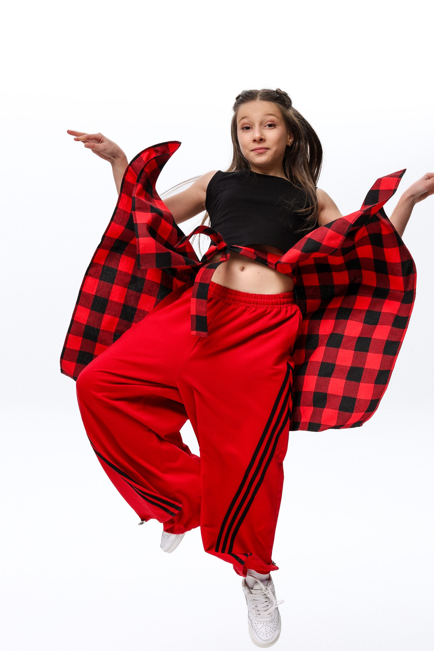 Пояс-сорочка для танців підлітковий CHU STAGE червона клітинка - Зображення 8