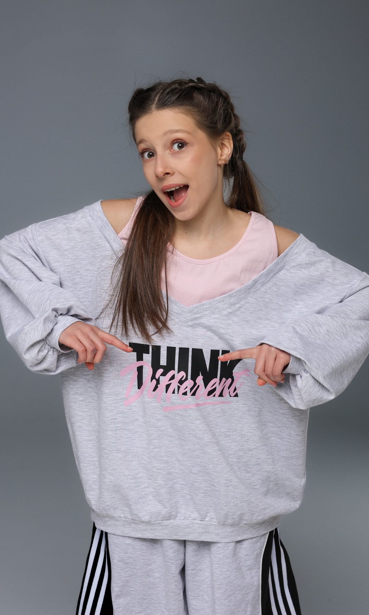 Худі для дівчинки танцювальне CHU STAGE Think Different меланж (лонгслів)
