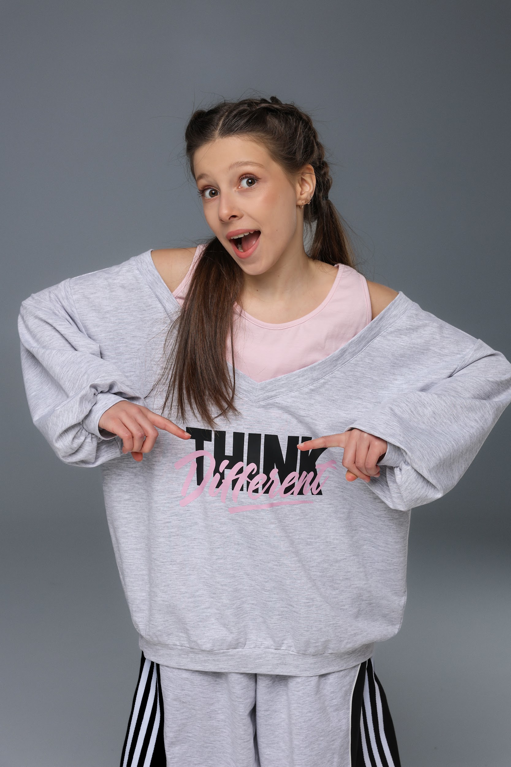 Худі для дівчинки танцювальне CHU STAGE Think Different меланж (лонгслів)