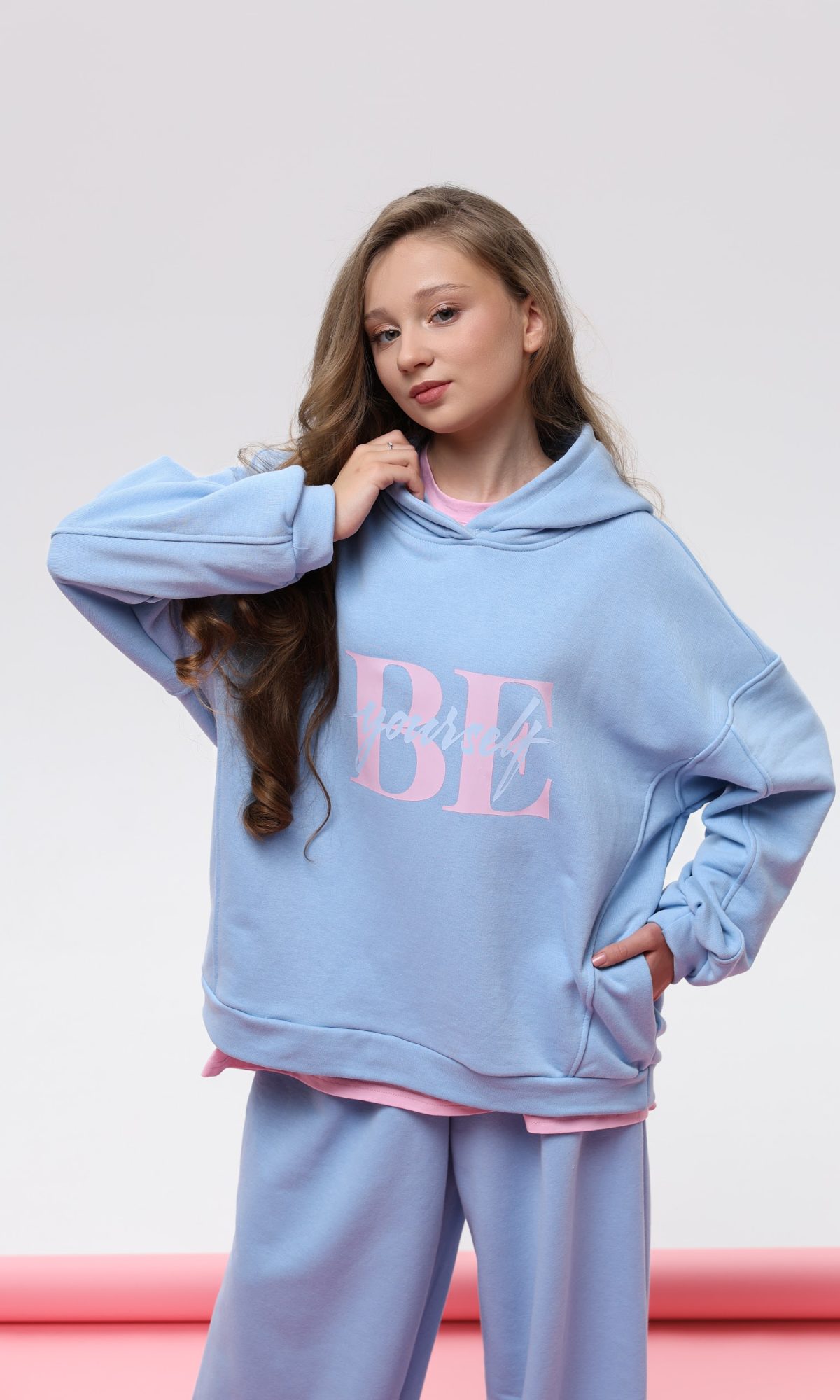 Підлітковий спортивний костюм оверсайз TINY LOOK Be Yourself блакитний