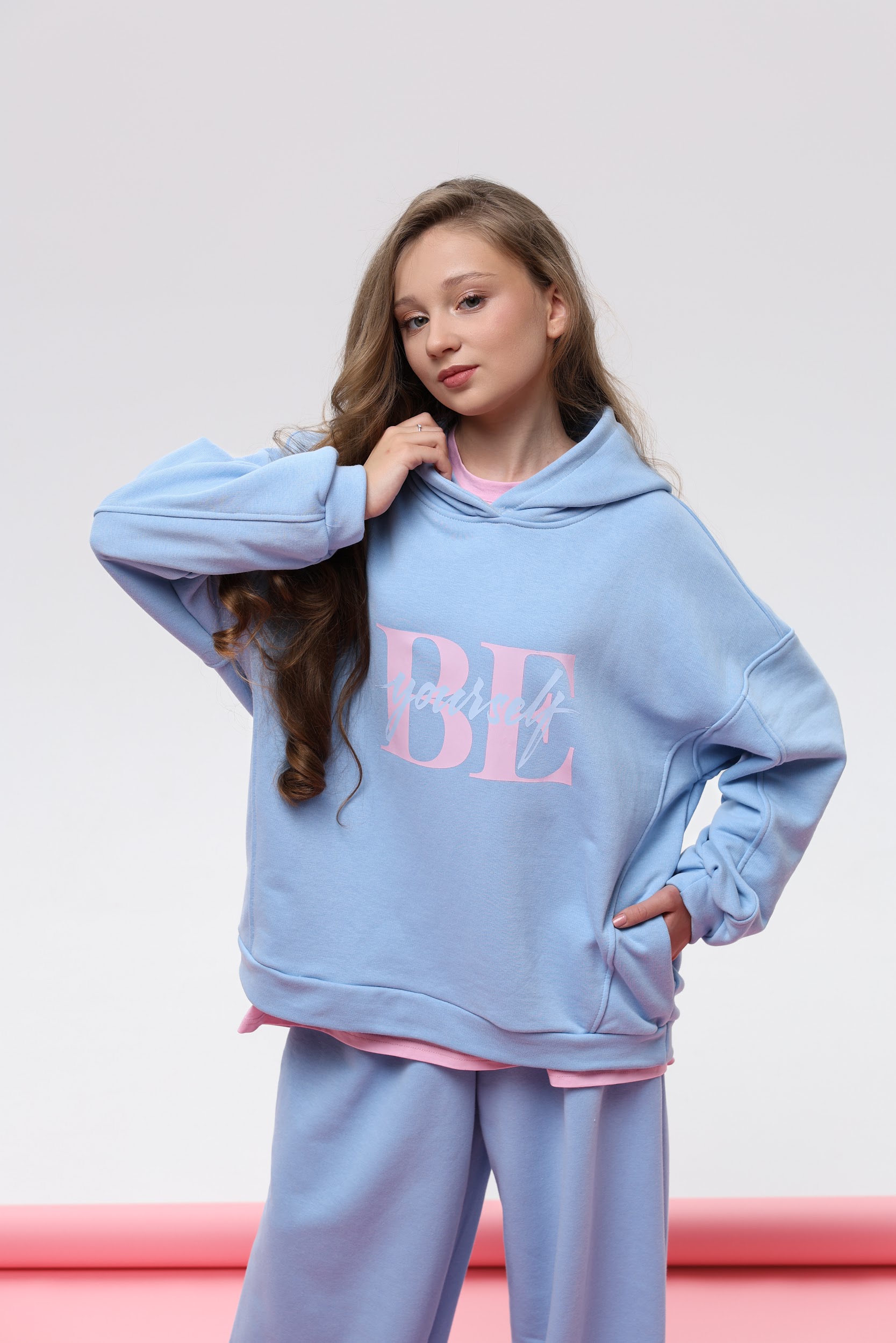 Підлітковий спортивний костюм оверсайз TINY LOOK Be Yourself блакитний