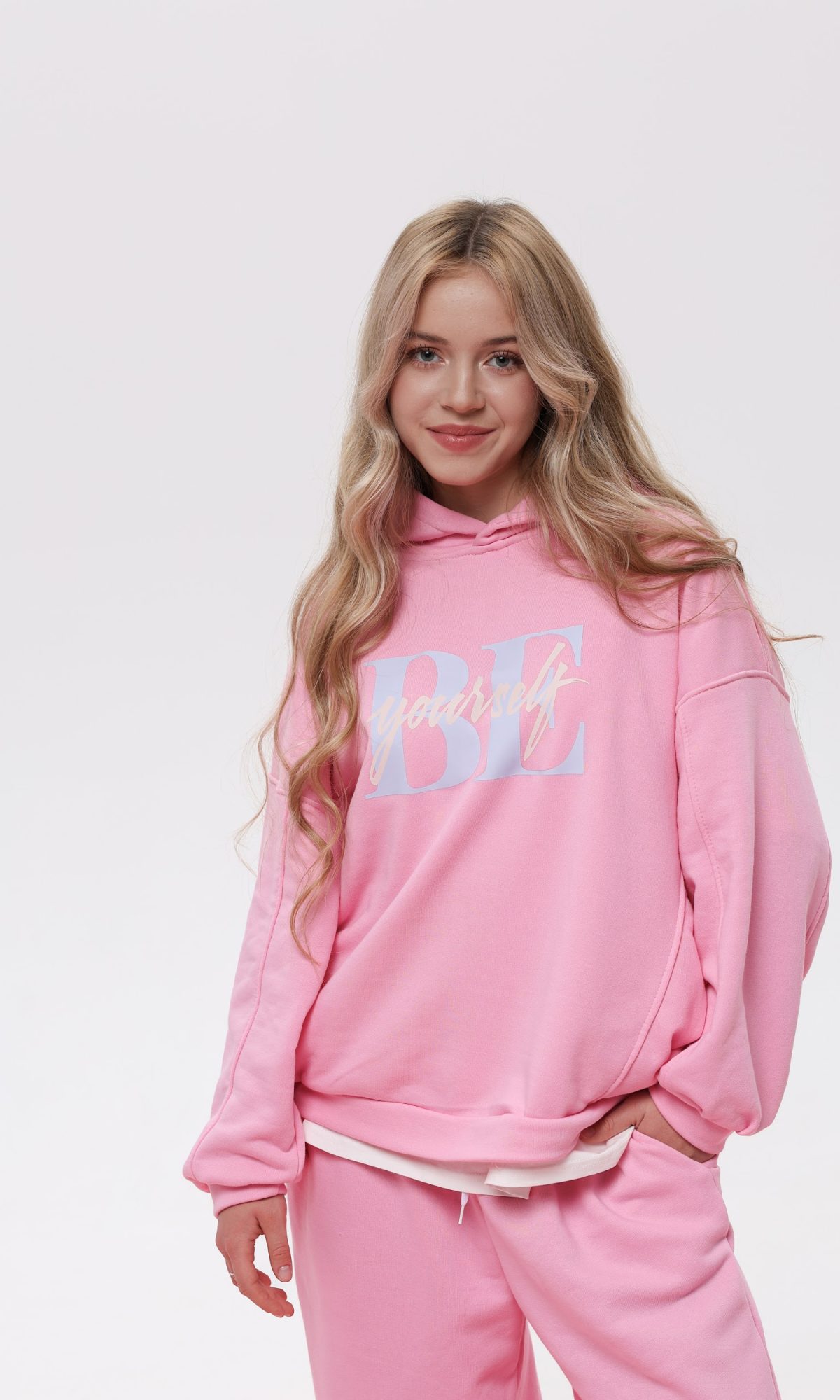 Підлітковий спортивний костюм оверсайз TINY LOOK Be Yourself рожевий
