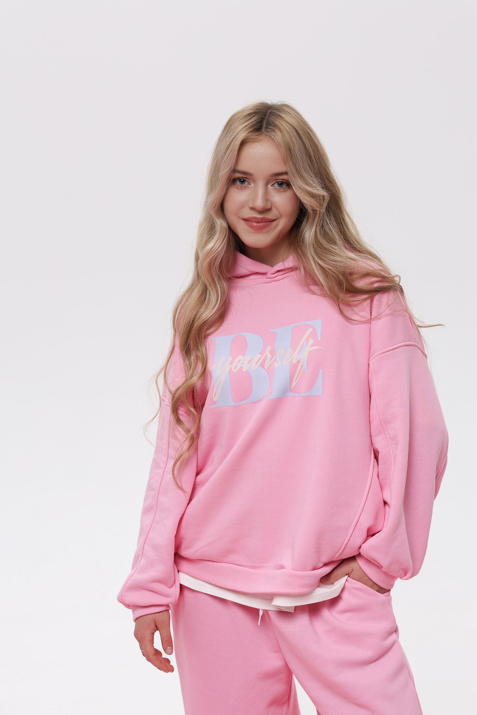 Підлітковий спортивний костюм оверсайз TINY LOOK Be Yourself рожевий