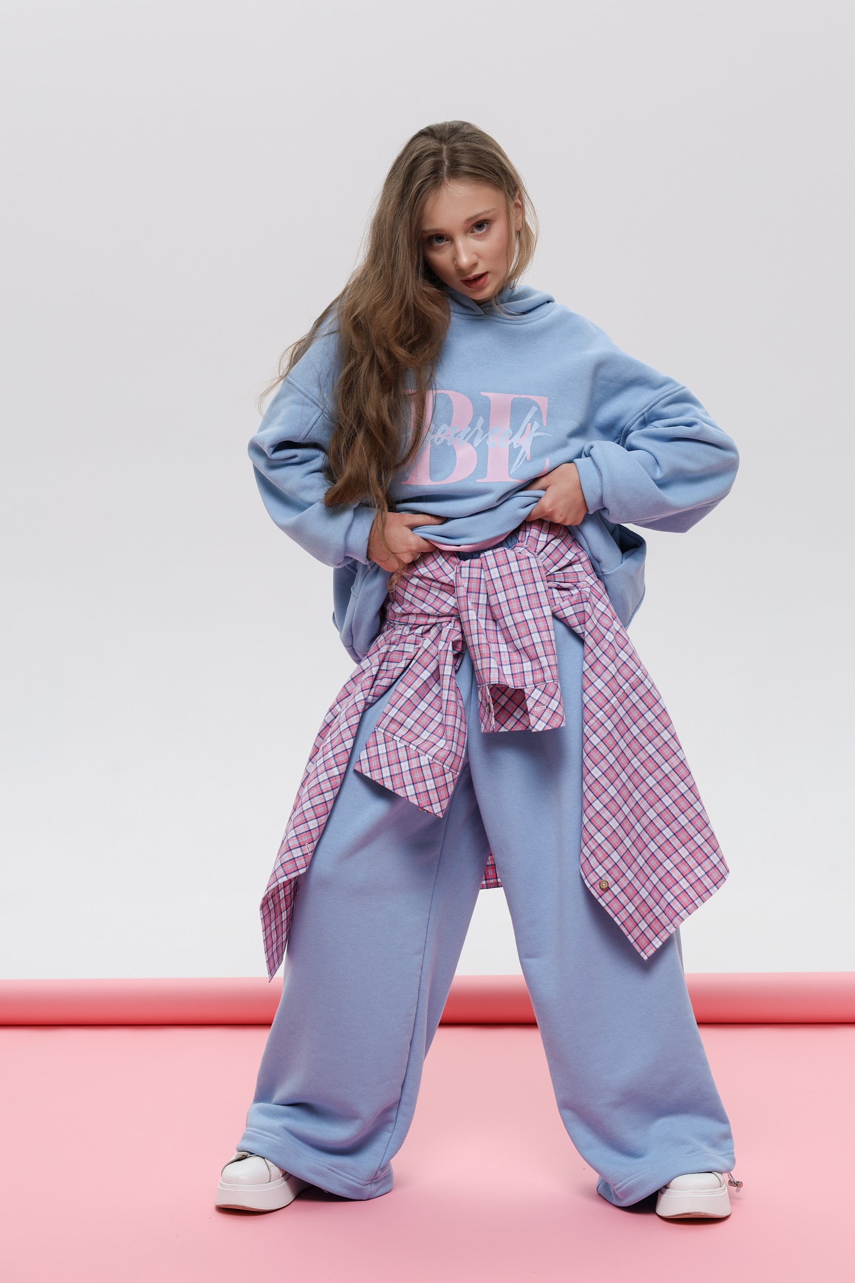 Сорочка для підлітка TINY LOOK в клітинку оверсайз рожева - Зображення 6