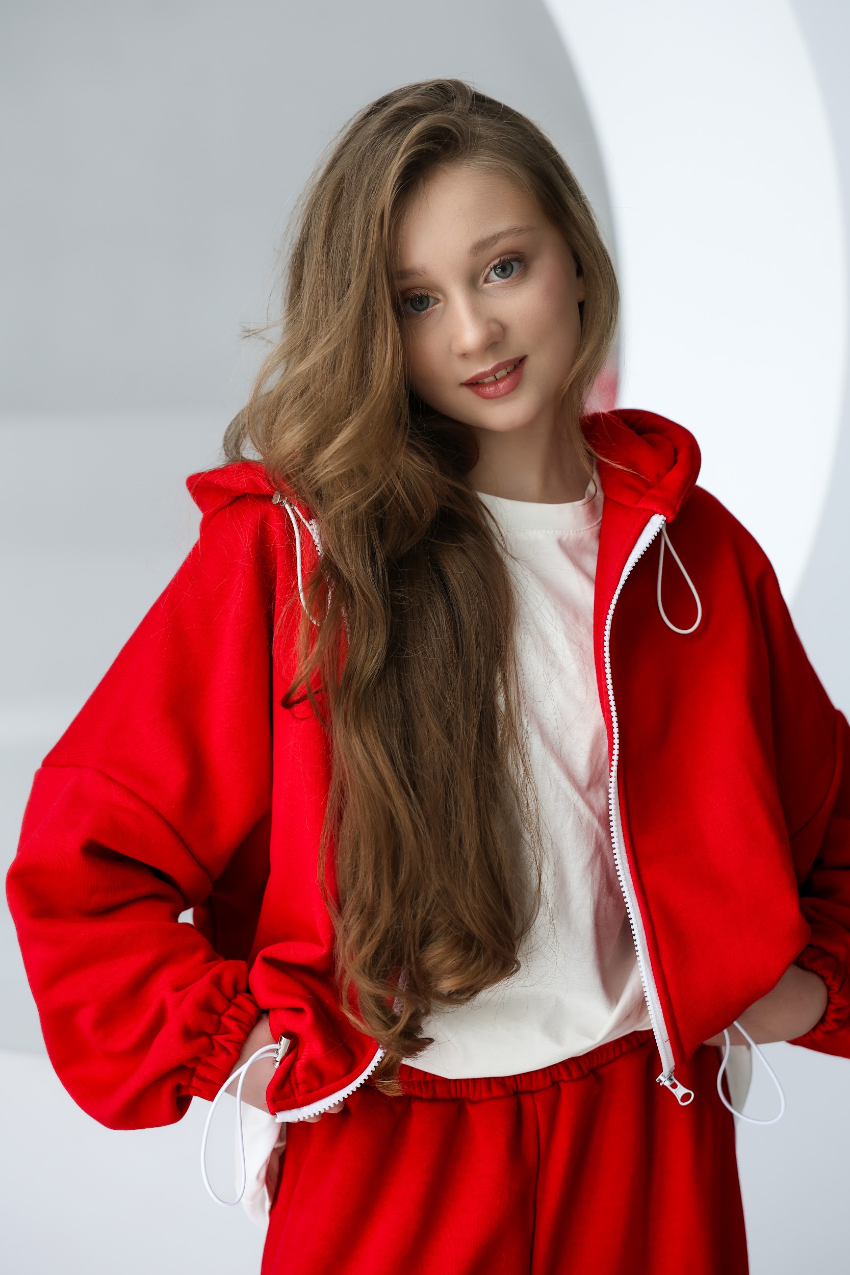 Худі підліткове оверсайз TINY LOOK на застібці з утяжками червоне - Зображення 5