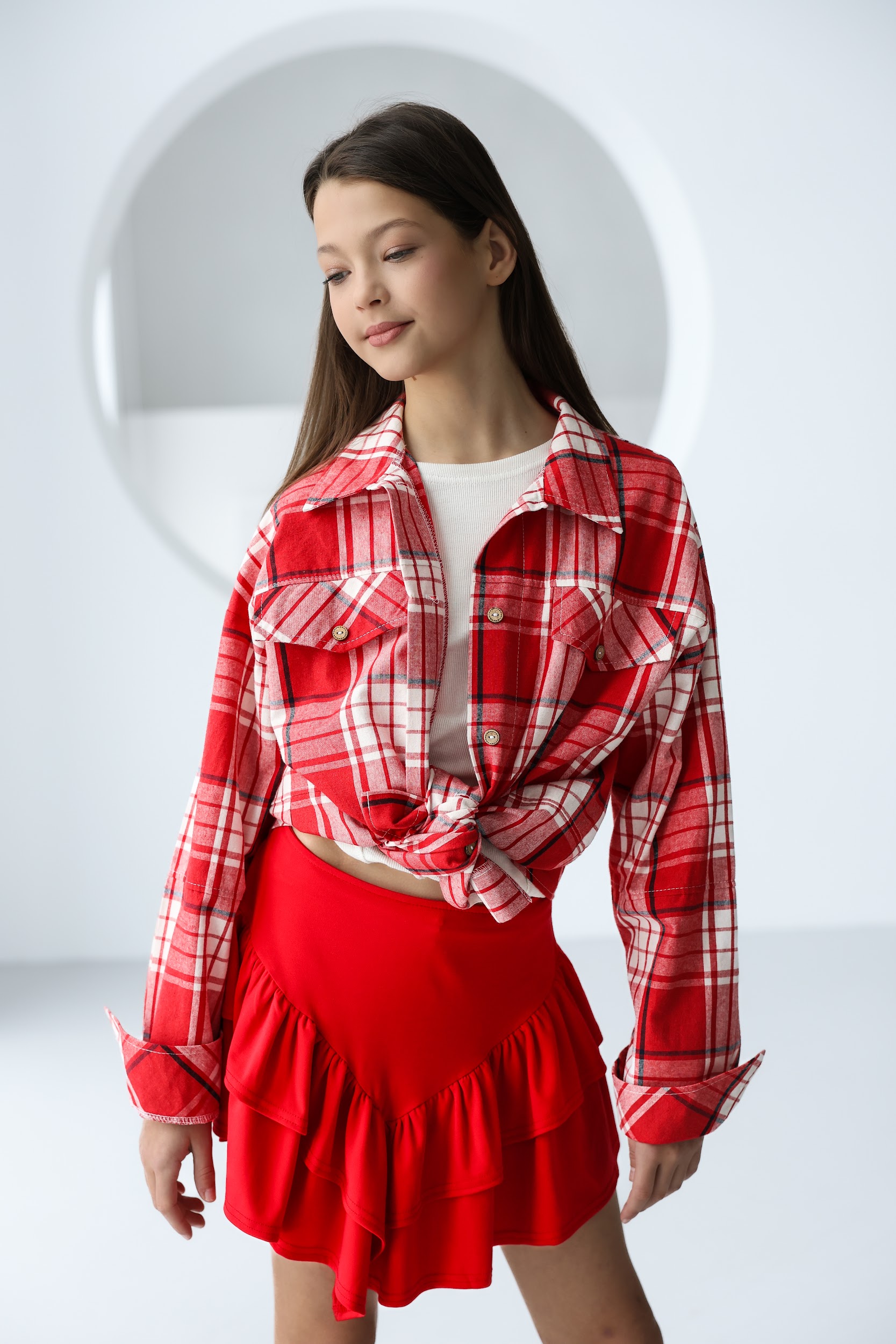 Спідниця підліткова TINY LOOK з рюшами червона - Зображення 9