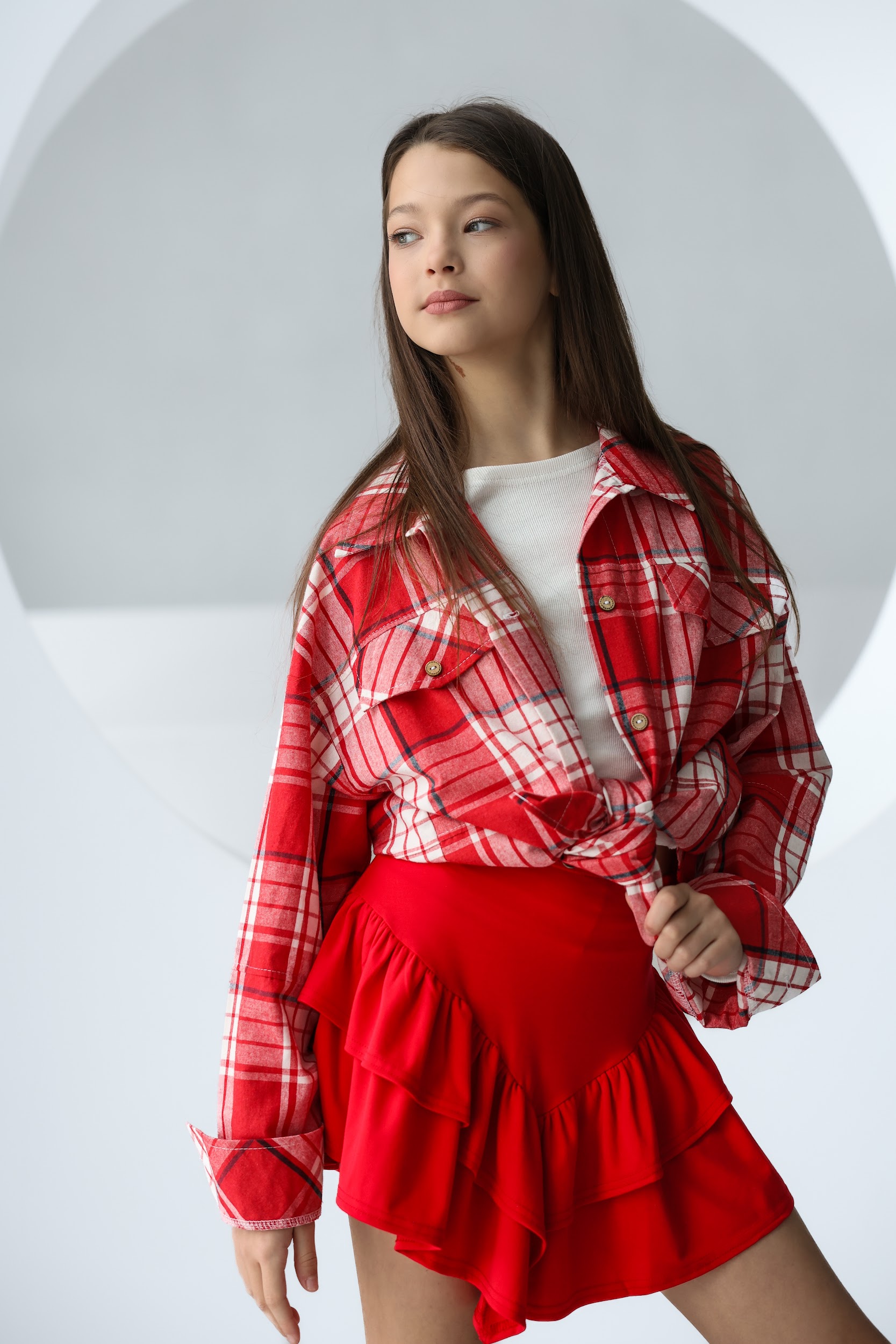 Спідниця підліткова TINY LOOK з рюшами червона - Зображення 2