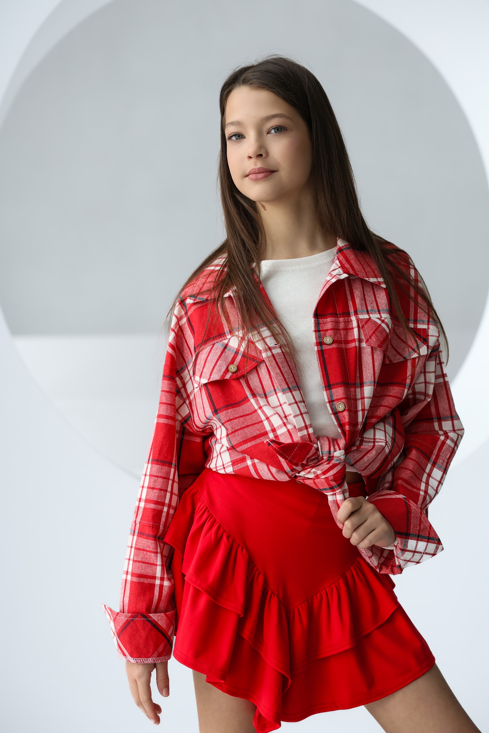 Спідниця підліткова TINY LOOK з рюшами червона - Зображення 8