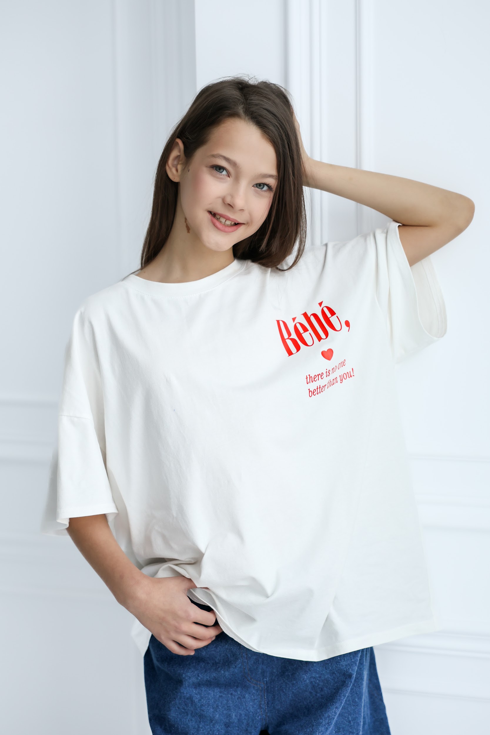 Футболка оверсайз підліткова TINY LOOK Bebe біла - Зображення 4