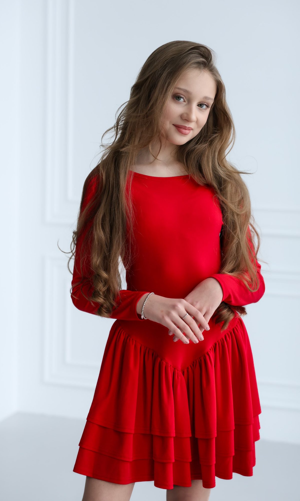 Сукня трикотажна підліткова TINY LOOK з рюшами червона
