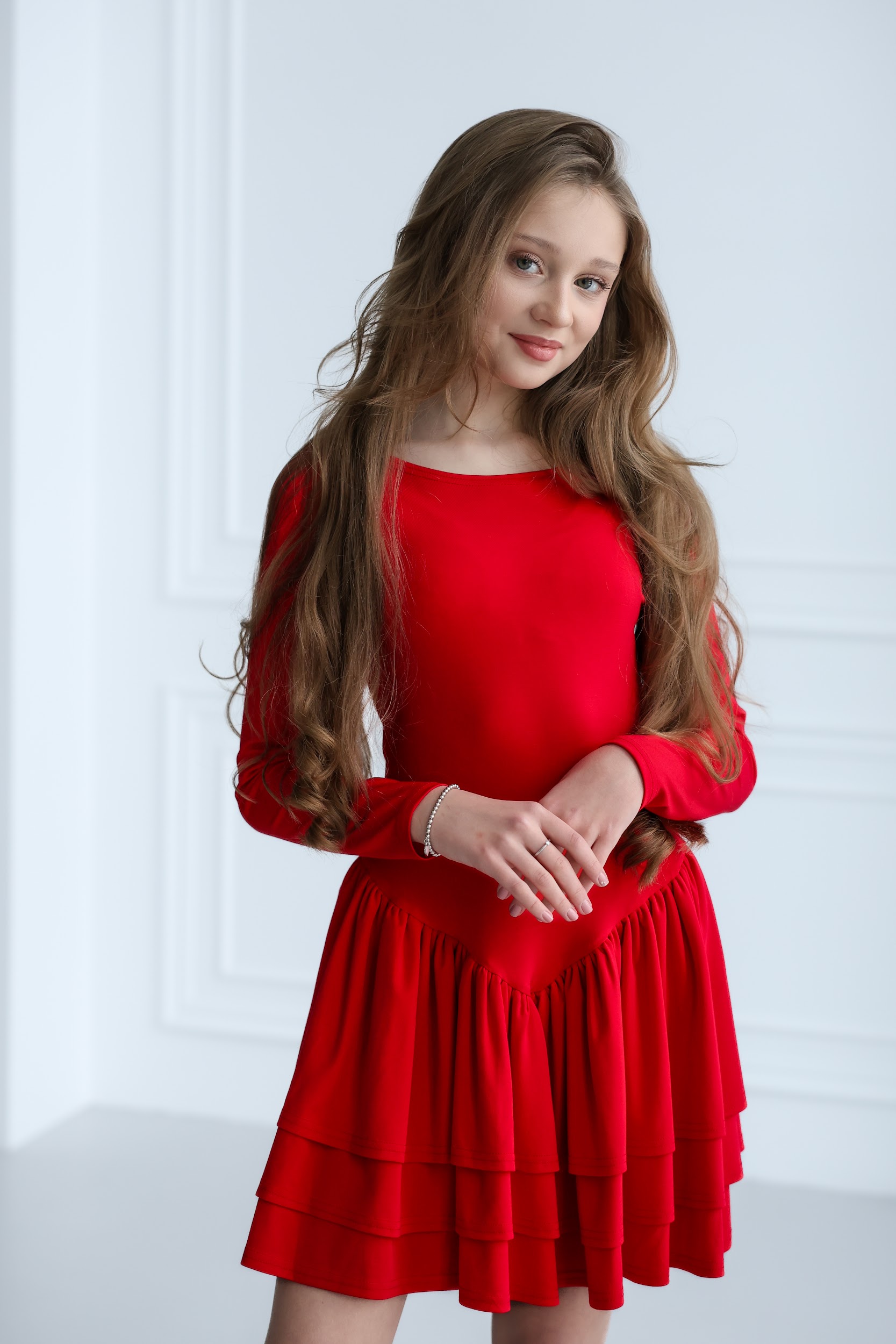 Сукня трикотажна підліткова TINY LOOK з рюшами червона