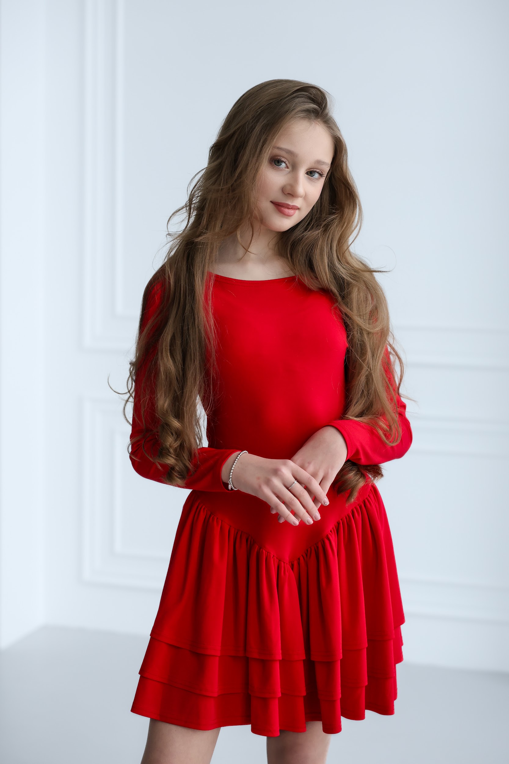 Сукня трикотажна підліткова TINY LOOK з рюшами червона - Зображення 2