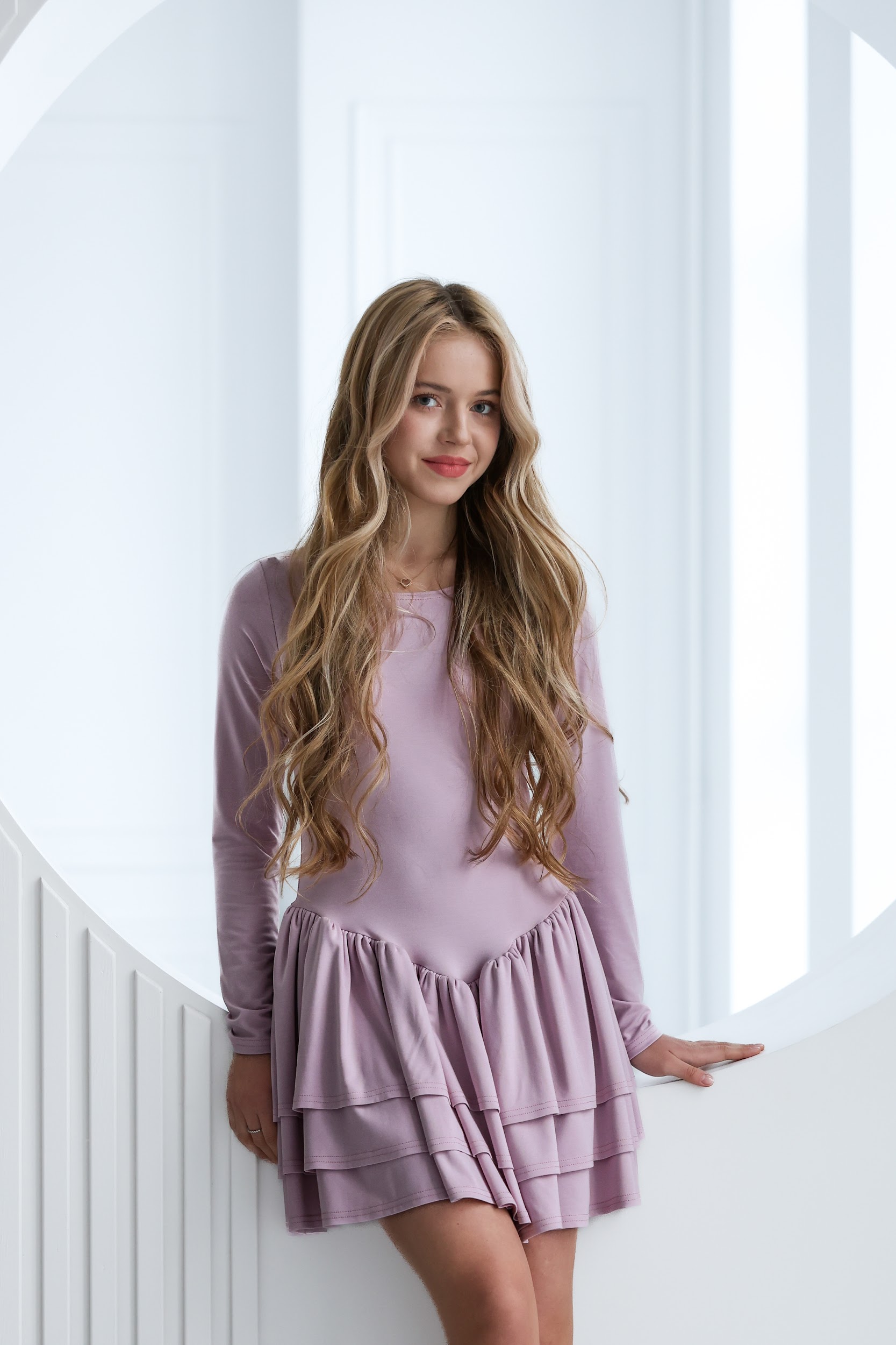 Сукня трикотажна підліткова TINY LOOK з рюшами рожева - Зображення 7