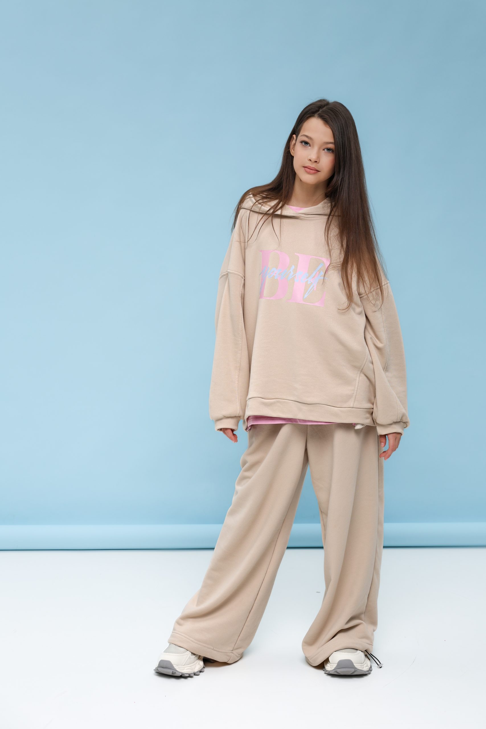 Підлітковий спортивний костюм оверсайз TINY LOOK Be Yourself бежевий - Зображення 3