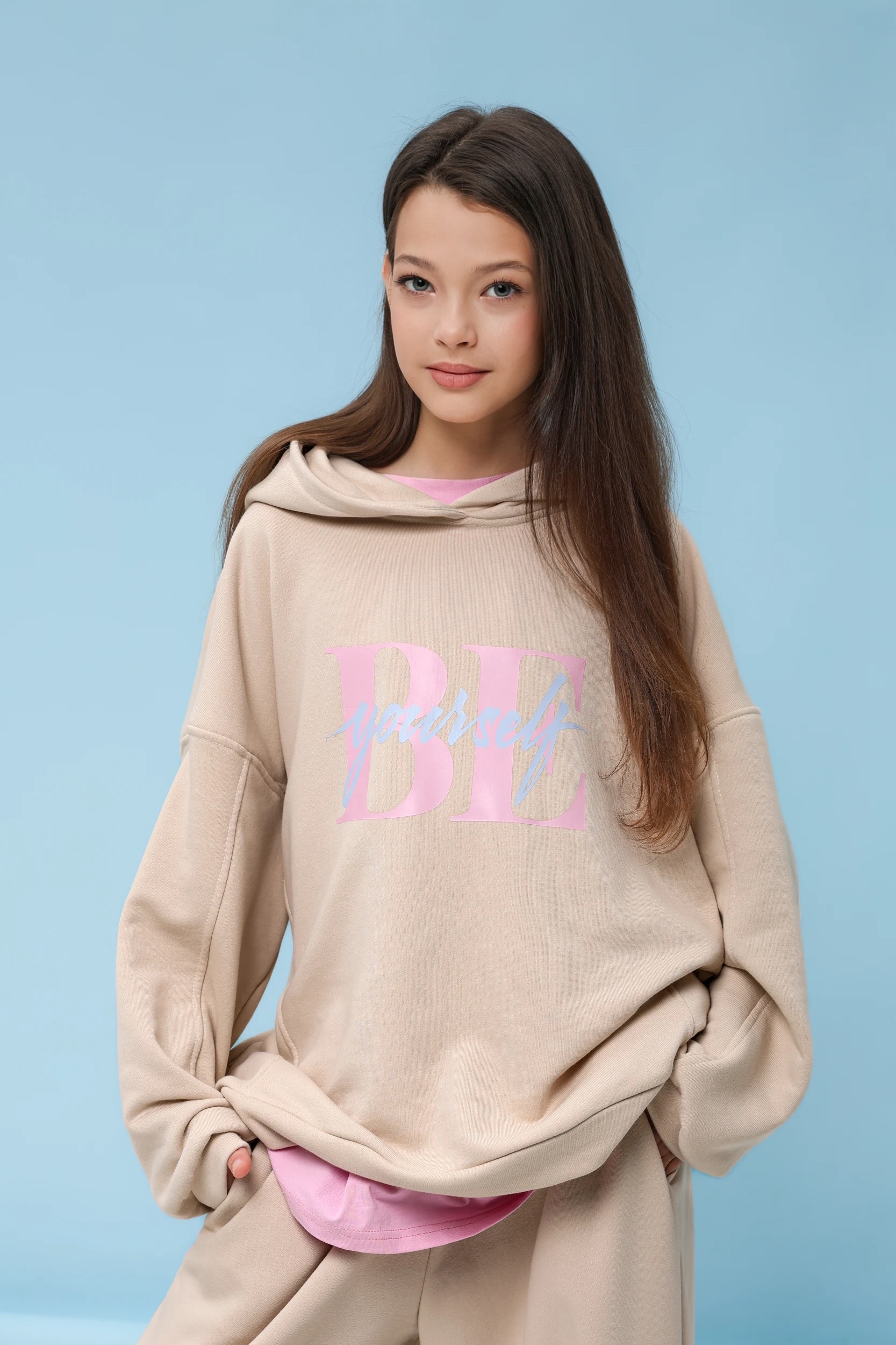 Підлітковий спортивний костюм оверсайз TINY LOOK Be Yourself бежевий - Зображення 5