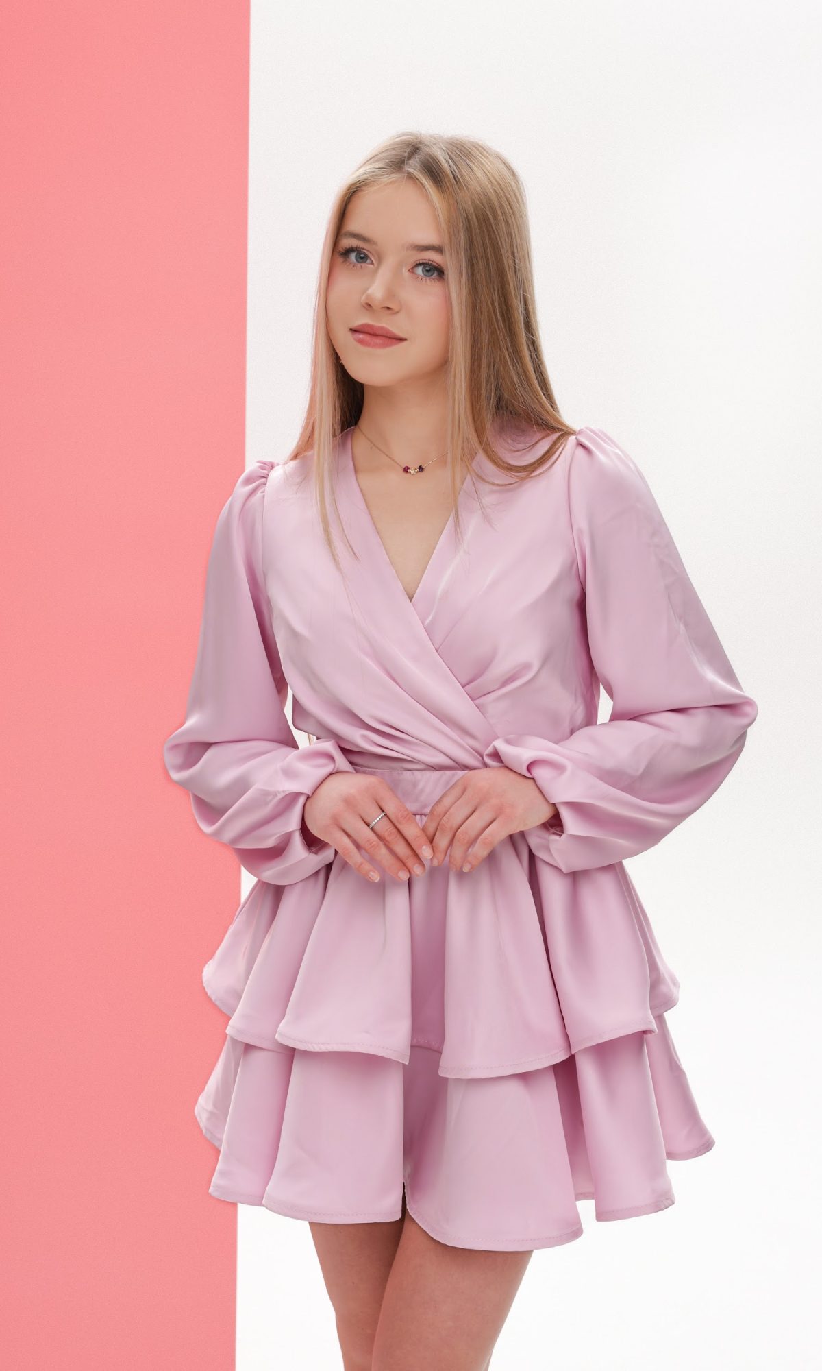 Святкова сукня для дівчинки TINY LOOK з воланами рожева