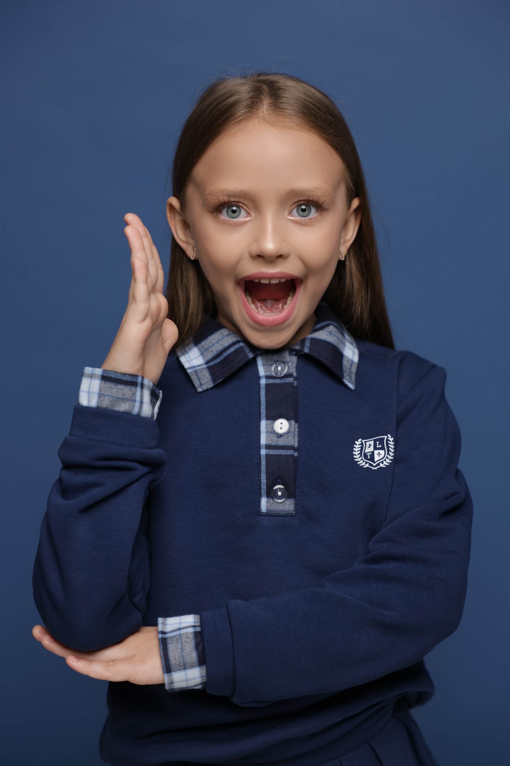 Костюм трикотажний для дівчинки TINY LOOK School синій з худі та спідницею-шортами - Зображення 3